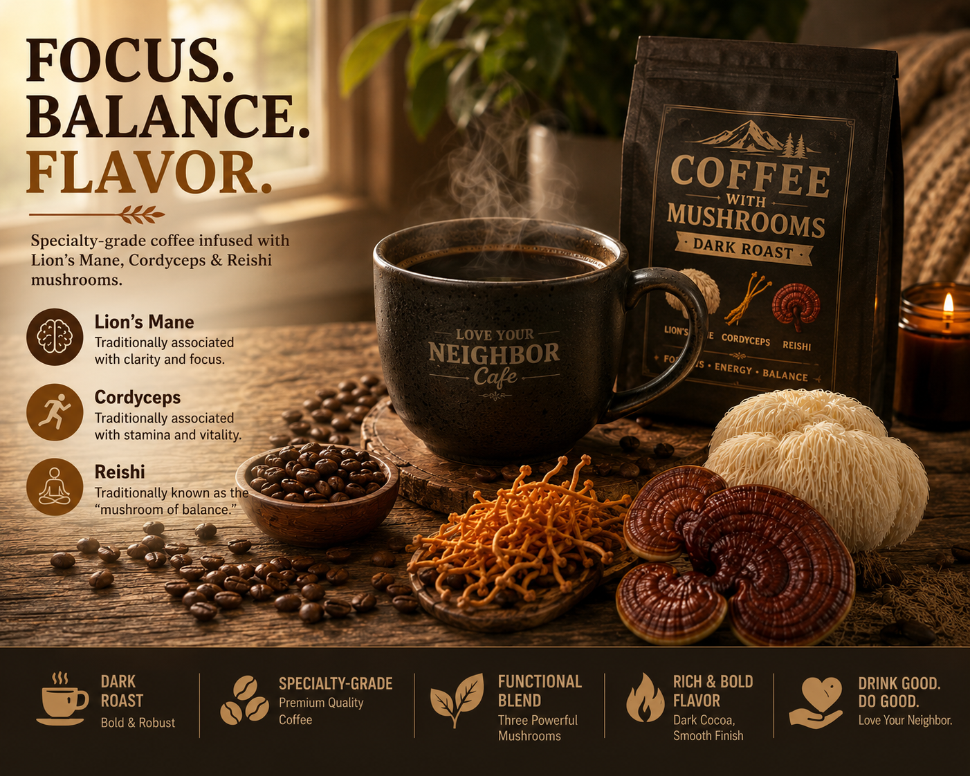 Coffee with Mushrooms Dark Roast